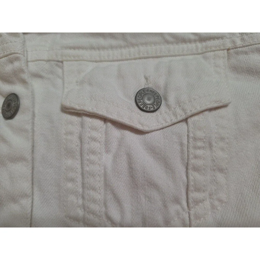 Free People Classic White Denim Trucker Jacket - Size Small - Picture 8 of 12